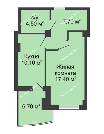 1 комнатная квартира 43,05 м² в ЖК Новый Город, дом № 3