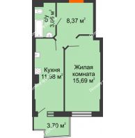1 комнатная квартира 40,96 м² в ЖК Сердце Ростова 2, дом Литер 1 - планировка