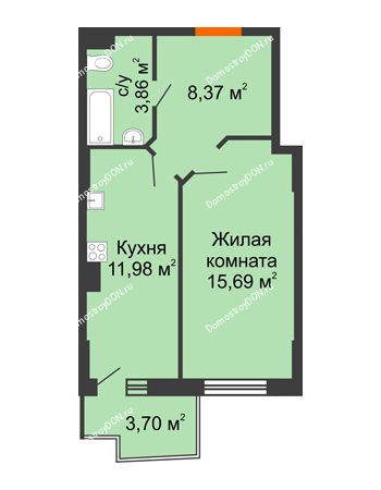 1 комнатная квартира 41,01 м² в ЖК Сердце Ростова 2, дом Литер 5