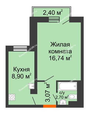 1 комнатная квартира 31,69 м² в ЖК Мечников, дом ул. Мечникова, 37